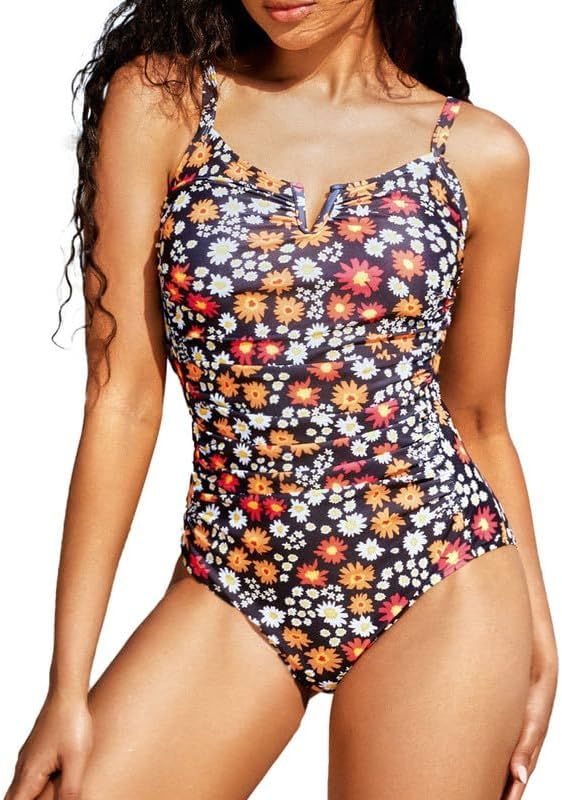 JASAMBAC Womens One Piece Swimsuit Tummy Control Slimming Bathing Suits V Wire Swimwear Adjustabl... | Amazon (US)