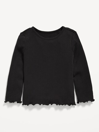 Fitted Long-Sleeve Ribbed T-Shirt for Toddler Girls | Old Navy (US)