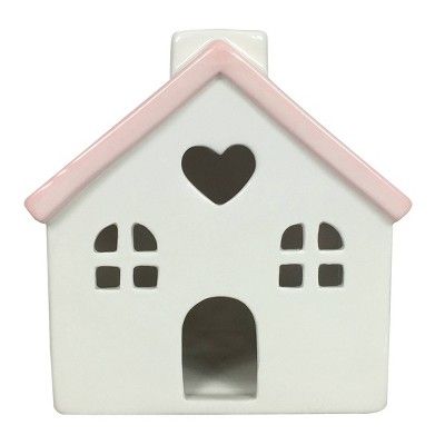 5.25" Ceramic Valentine's Day House Pink/White - Spritz™ | Target