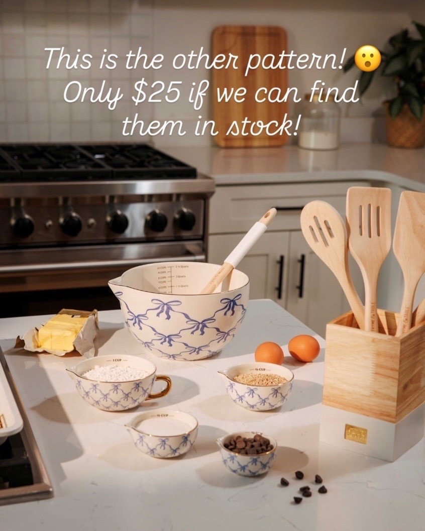 This is the blue bow pattern in the Thyme & Table mixing bowl set! Keep checking for local pickup/delivery and I have seen this pattern pop up randomly for shipping! 

#LTKHome #LTKOver40 #LTKfoodie