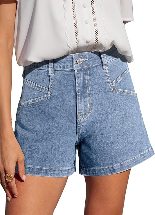 Sidefeel Women's Jean Shorts High Waisted Stretchy Summer Denim Shorts with Pockets | Amazon (US)