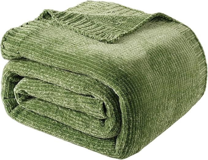 BATTILO HOME Chenille Knitted Throw Blanket for Couch, Spring Summer Green Throw Blanket for Home... | Amazon (US)