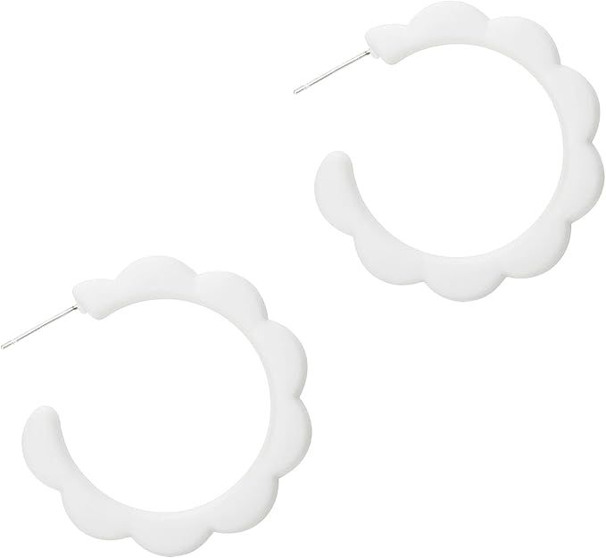 Acrylic Flower Hoop Earrings, Lightweight Floral Open Hoops Candy Color Hoop Earrings for Women G... | Amazon (US)
