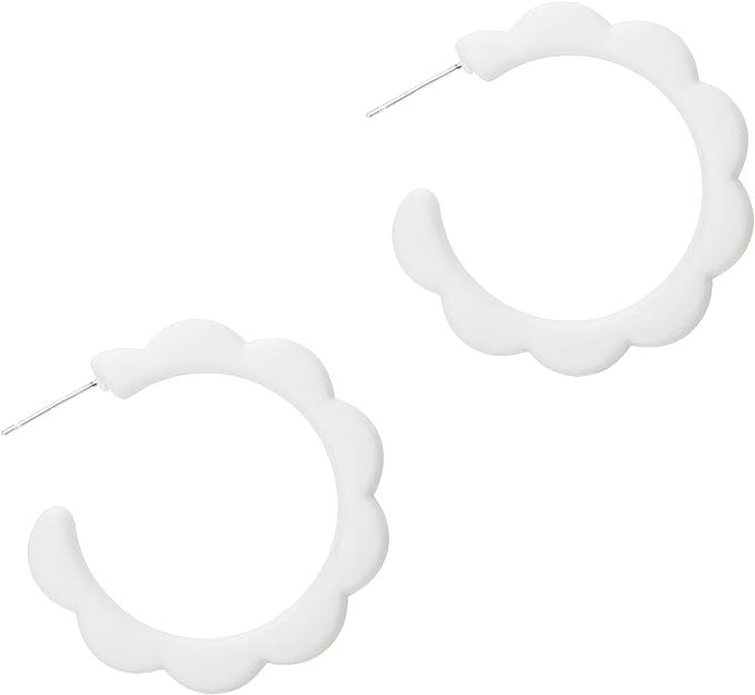 Acrylic Flower Hoop Earrings, Lightweight Floral Open Hoops Candy Color Hoop Earrings for Women G... | Amazon (US)