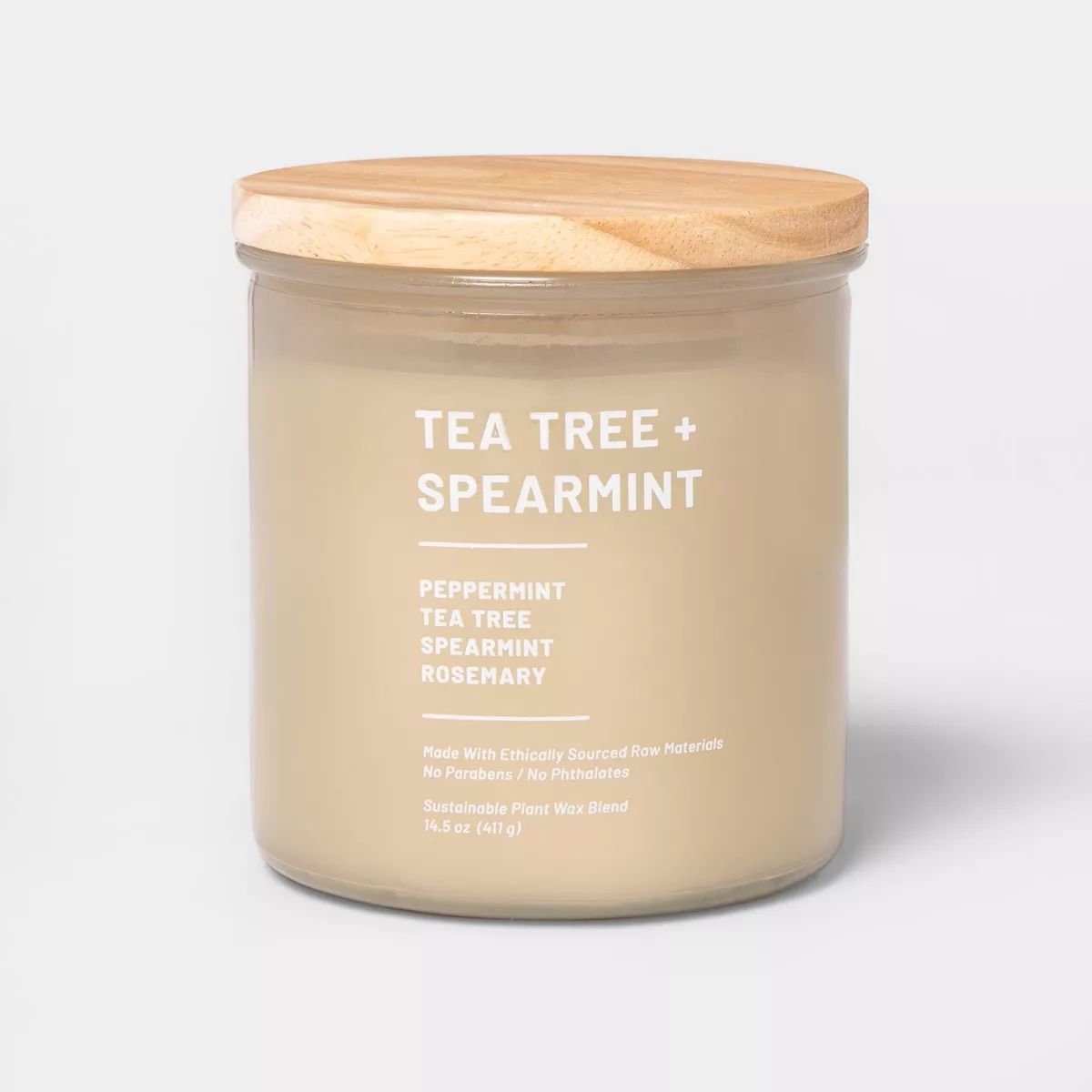 Tinted Glass Tea Tree + Spearmint Jar Candle Light Beige - Threshold™ | Target