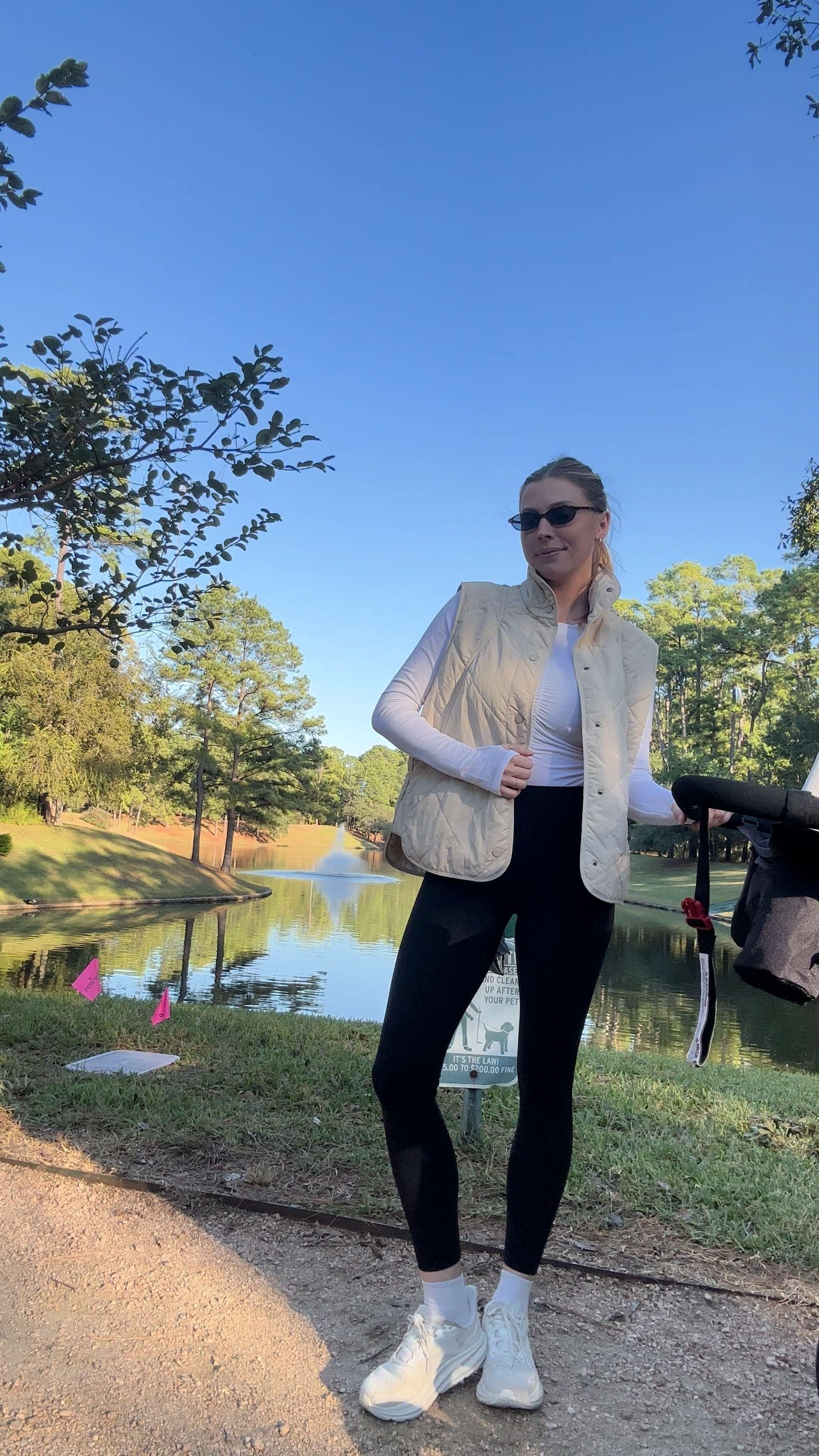 Mom walk outfit inspo all from Amazon! Wearing S in white long sleeve, L vest, S leggings + M in sports bra.  

 

#LTKSeasonal #LTKActive #LTKFindsUnder50