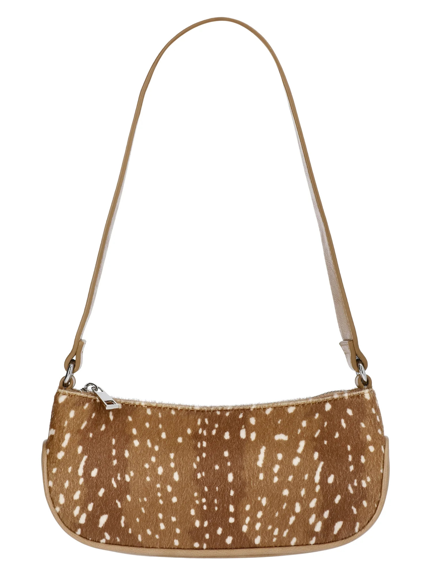 No Boundaries Women's Faux Leather Moto Shoulder Bag, Doe | Walmart (US)