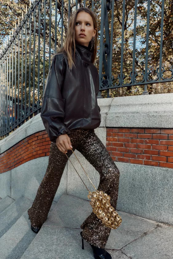 SEQUIN FLARE LEGGINGS | Zara UK