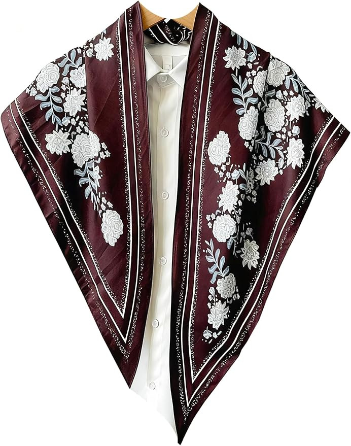 Triangle Shawls Scarf Head Hair Neck For Women Scarves Fashion Silk Feeling Lady Lightweight 56.3... | Amazon (US)