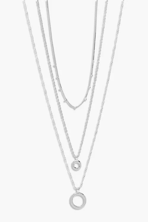 Double Disk Pendant Layered Necklace | Boohoo.com (UK & IE)