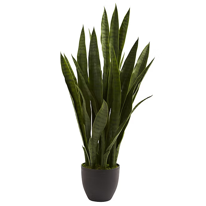 Nearly Natural 35-Inch Artificial Sansevieria Plant with Black Planter | Bed Bath & Beyond | Bed Bath & Beyond