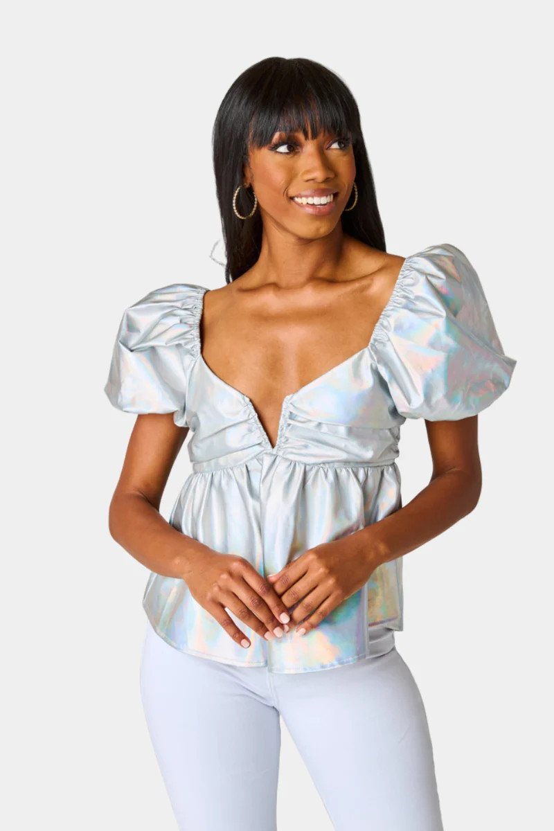 BuddyLove | Houston Puff Sleeve Top | Iridescent | BuddyLove