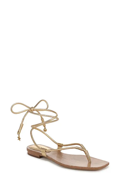 Veronica Beard Rosetta Ankle Wrap Sandal in Pale Gold at Nordstrom, Size 6 | Nordstrom