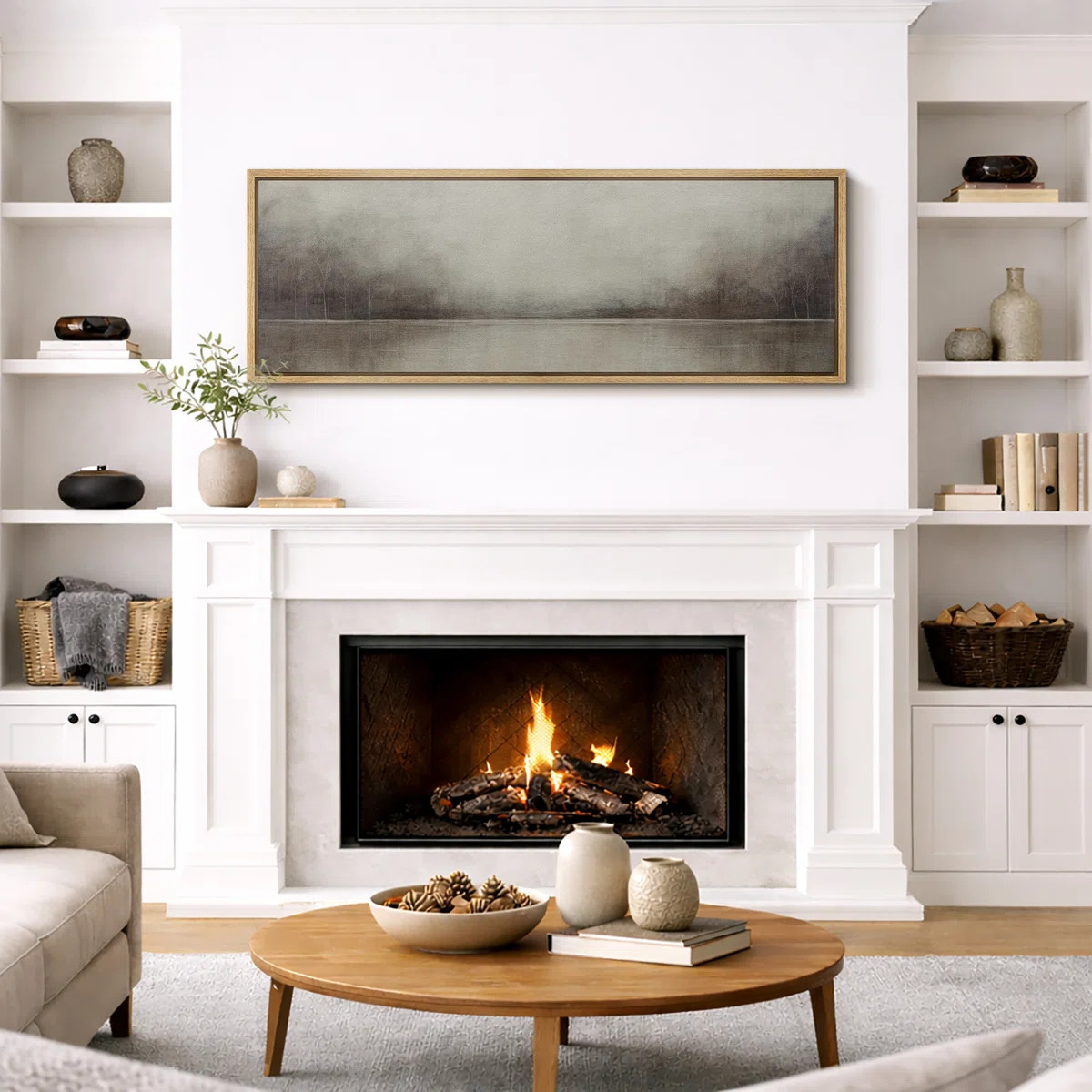 Minimal Landscape "Moody Brown With Green Tunes Artwork, Retro Neutral Tranquil Abstract Landscap... | Wayfair North America