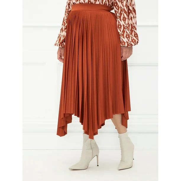 ELOQUII Elements - ELOQUII Elements Women's Plus Size Handkerchief Pleated Skirt - Walmart.com | Walmart (US)
