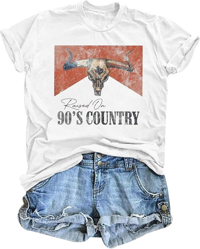 Country Music Shirt for Women Retro Letters Graphic Music City Vacation Shirt Cute Nashville Conc... | Amazon (US)