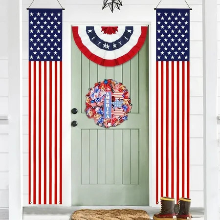 Anley American Flag Pull-Down Door Banners Porch Signs (2 Pieces) USA Flag Hanging Wall Banner - 12 in x 72 in | Walmart (US)