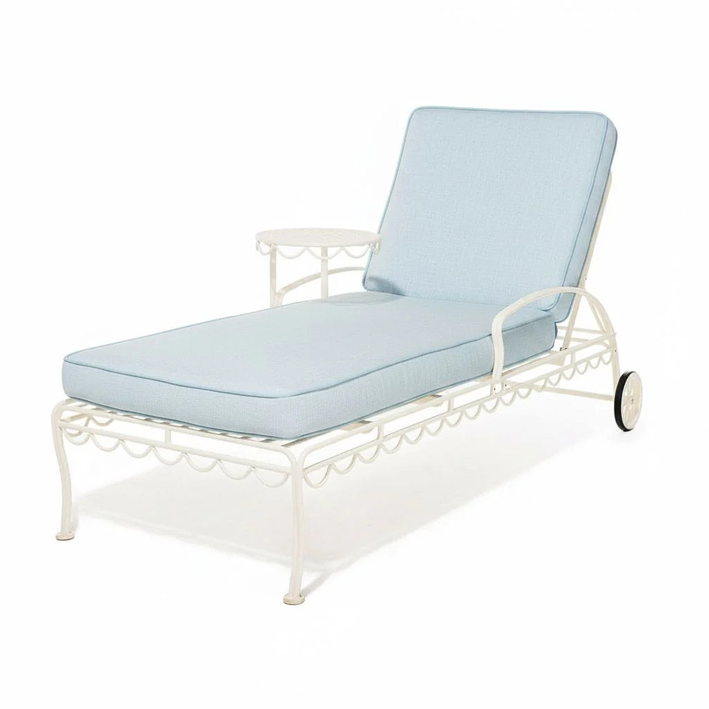 The Al Fresco Sun Lounger in Sky Blue on White Frame | Business & Pleasure Co.