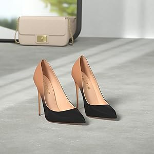 COLETER Women's 4 Inch Pumps Pointy Toe Wedding Dress Shoes Slip on Stiletto Pumps | Amazon (US)