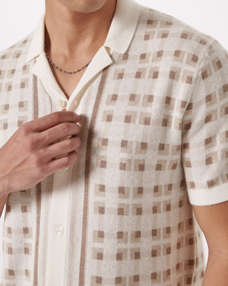 Border Stripe Button-Through Sweater Polo | Abercrombie & Fitch (US)