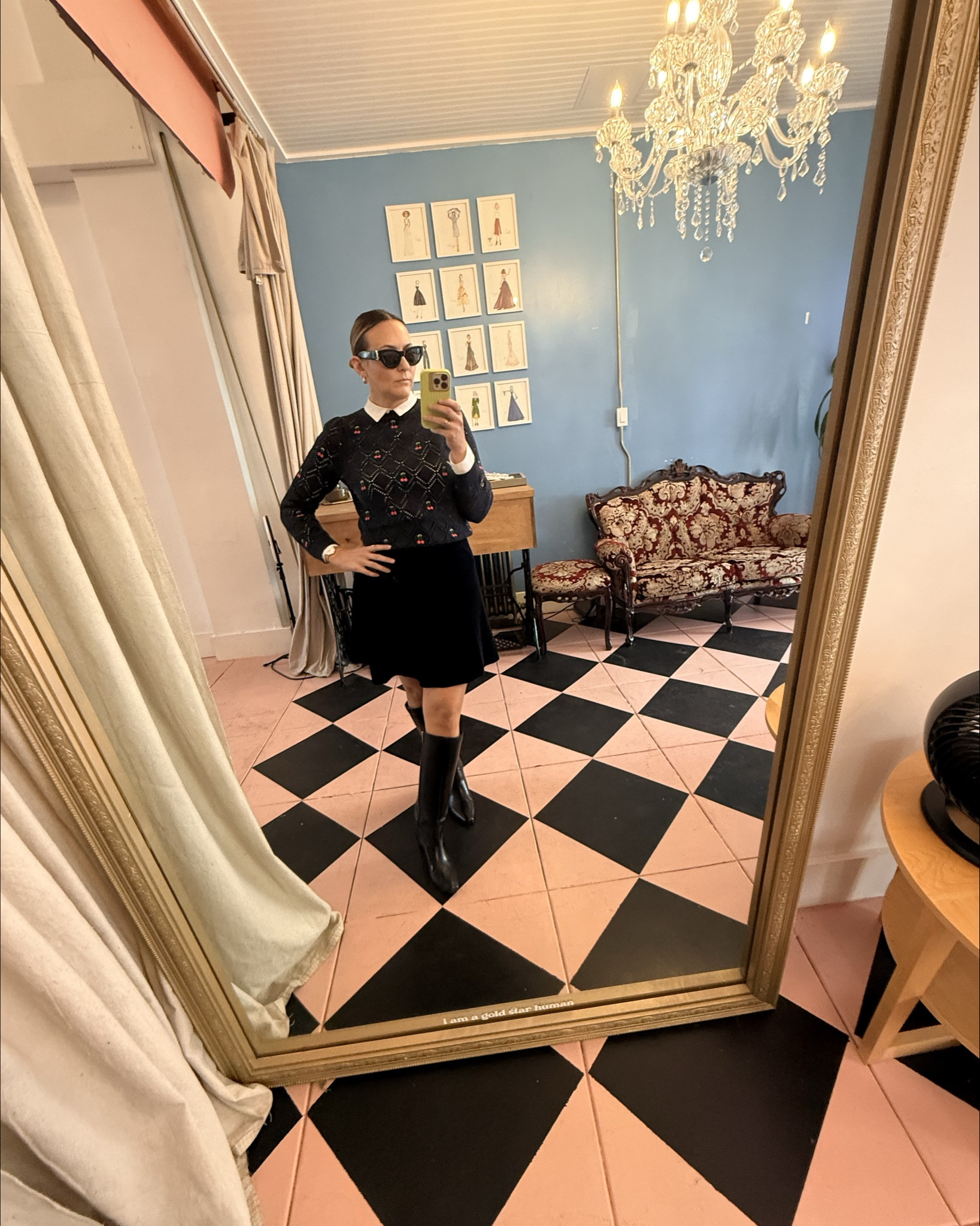 Mixing high and low has always been my favorite way to express style. 🍒
I paired this sweet Boden sweater (those cherries!) with a velvet mini skirt I designed, layered over a crisp white shirt from Costco, and finished it off with Anne Klein boots and my go-to YSL frames.

It’s a look that feels equal parts playful and polished — a reminder that confidence comes from how you wear it, not where it’s from.

#LTKfashion #OOTD #FallStyle #Boden #AnneKlein #YSL #DesignerStyle #MixAndMatch #StyleConfidence

#LTKStyleTip