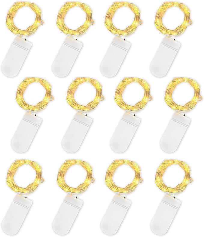 Jsdoin LED Mini Lichterkette mit Batterie, 12x20er Micro Lichterkette außen Batterie, 2M DIY kle... | Amazon (DE)