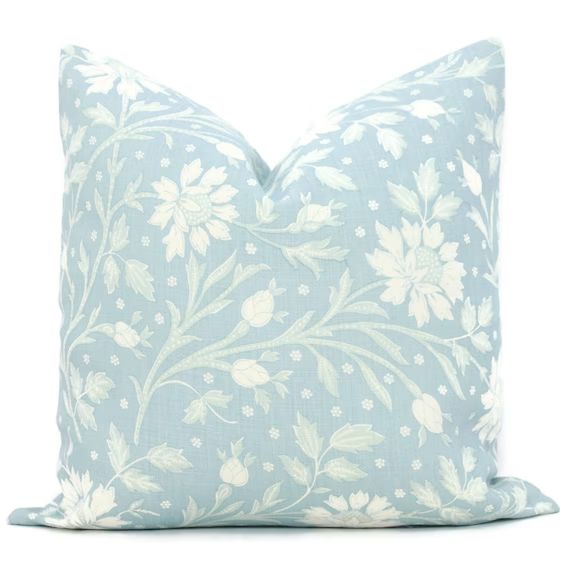 Light Blue Summer Blooms Decorative Pillow Cover 18x18 20x20 - Etsy | Etsy (US)