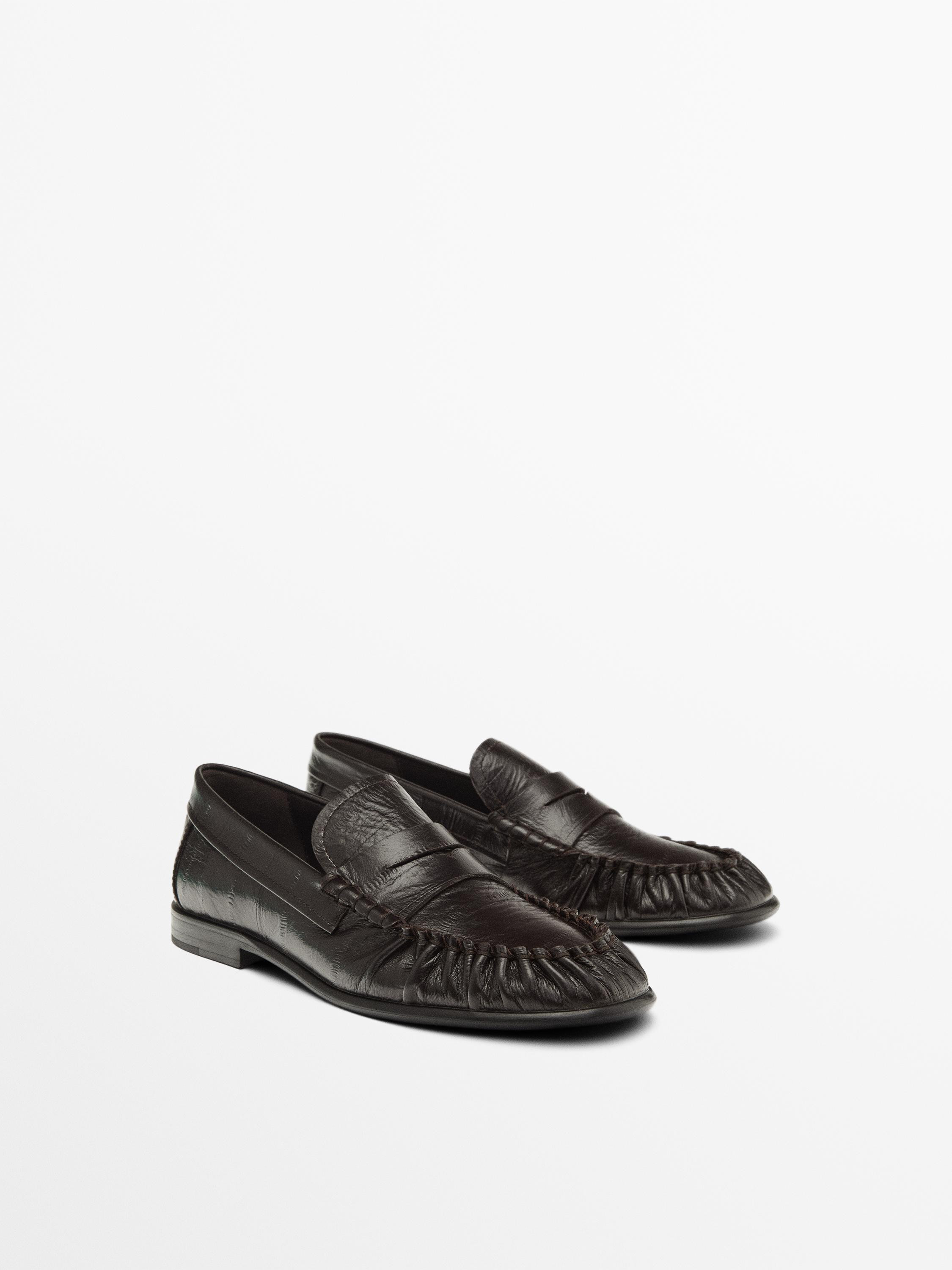 Embossed leather loafers | Massimo Dutti UK