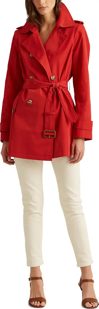 Lauren Ralph Lauren Belted Water Repellent Taffeta Trench Coat | Nordstrom | Nordstrom