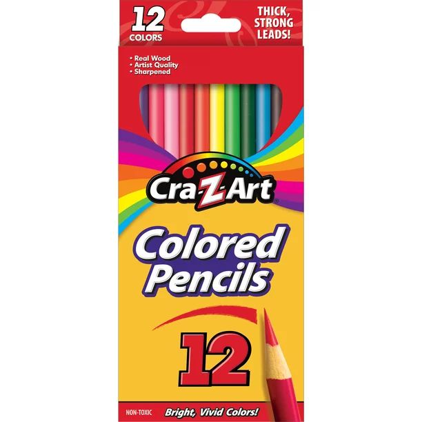 Cra-Z-Art Real Wood, Pre-sharpened Strong Colored Pencils, 12 Count - Walmart.com | Walmart (US)