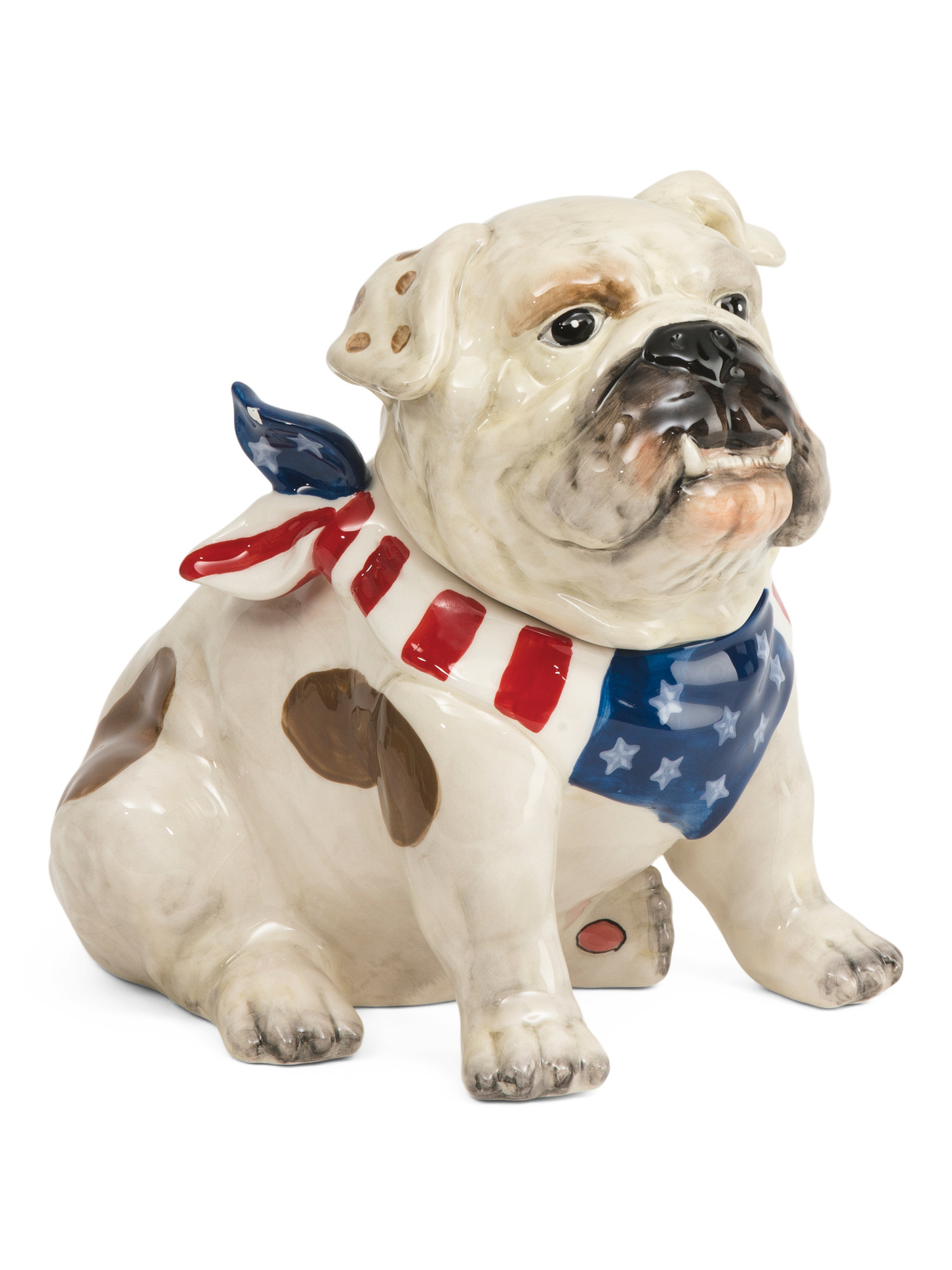 Hand Painted Stars And Stripes Forever Bulldog Pet Treat Jar | TJ Maxx