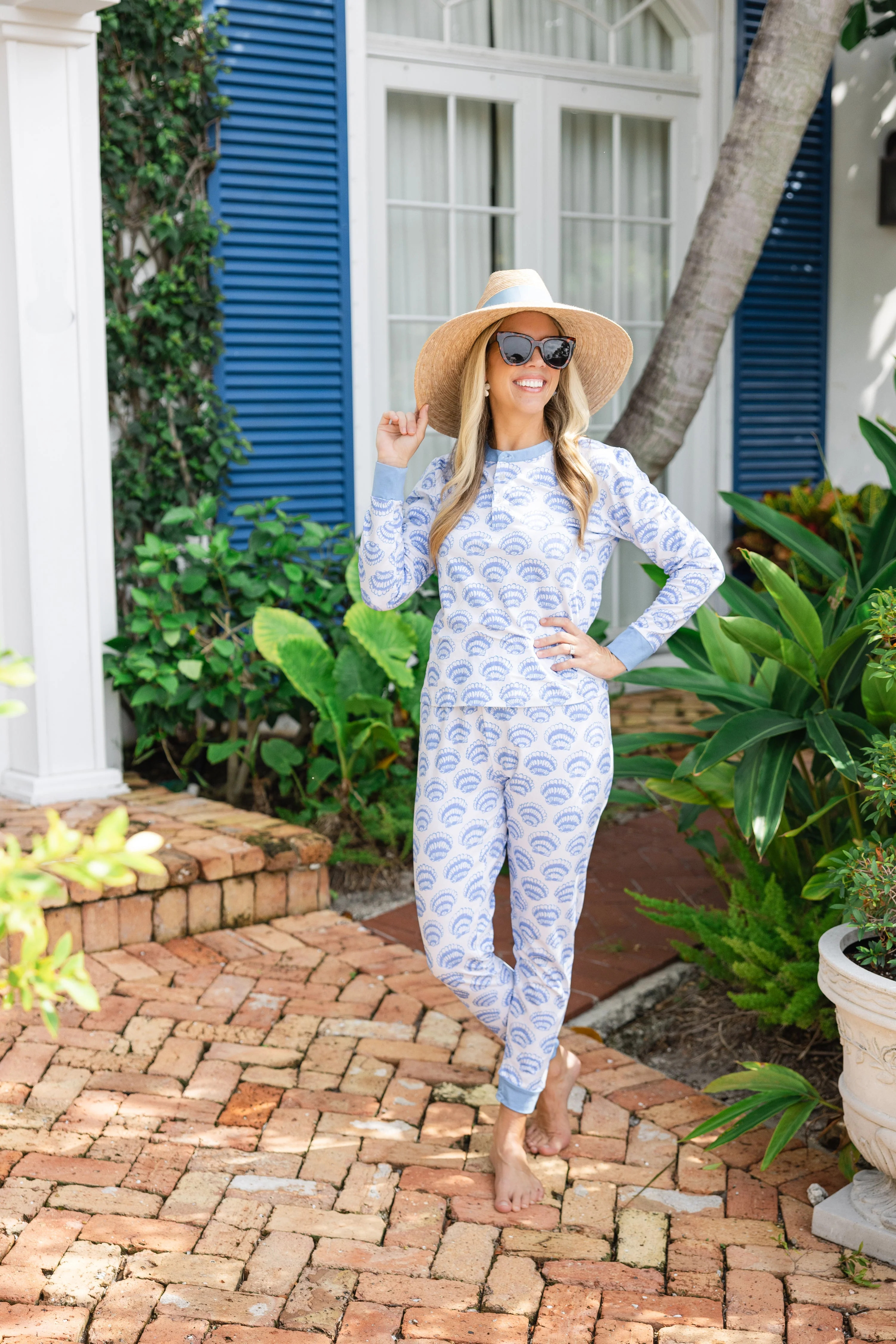 Blue Shell Print Adult Pajamas | Sail to Sable