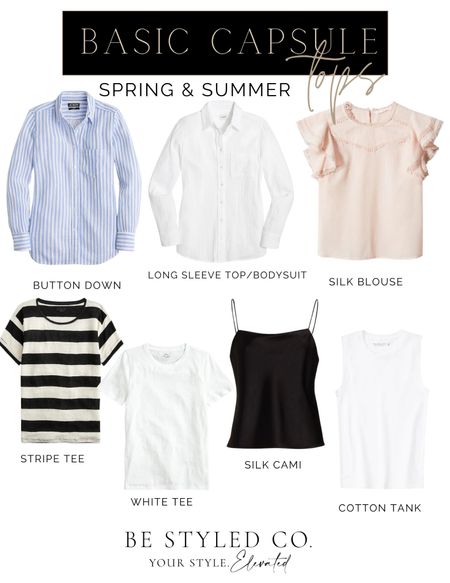 Basic wardrobe capsule - spring tops - spring tees - summer tops - capsule wardrobe - classic pieces 

#LTKunder50 #LTKunder100 #LTKFind