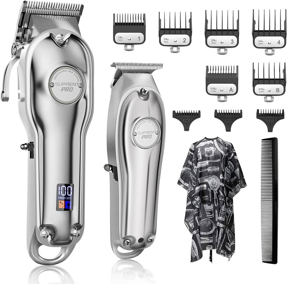 SUPRENT® Professional Hair Clippers for Men, Hair Cutting Kit & Zero Gap T-Blade Trimmer Combo, ... | Amazon (US)