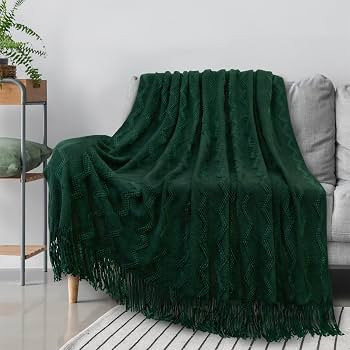 PAVILIA Emerald Green Knit Throw Blanket for Couch Bed, Soft Knitted Farmhouse Sofa Throw for Liv... | Amazon (US)