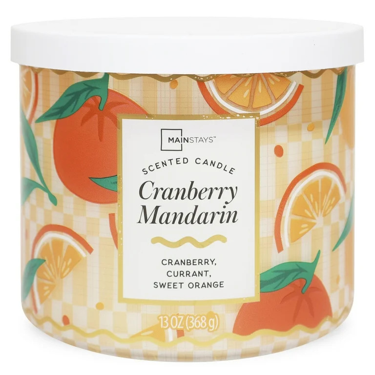 Mainstays Cranberry Mandarin 3-Wick Fragrance Candle with Decorative Wrap, 13-Ounce | Walmart (US)