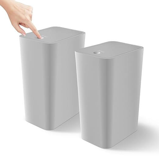 Cesun 2 Pack Bathroom Trash Can with Lid, 4.0 Gallon / 15 Liter Small Garbage Can with Press Top ... | Amazon (US)