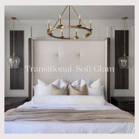 Transitional Soft Glam 
Low profile bed in white with washed linen sheets and a white sateen duvet cover to brighten up your bed room. Beautiful classic brass chandelier paired with a 3-light pedant in satin brass to give your space a unique and seamless feel for years to come 

#LTKstyletip #LTKhome #LTKSeasonal