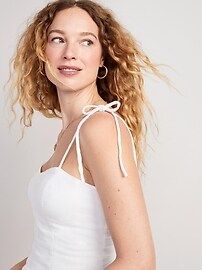 Fitted Linen-Blend Tie-Shoulder Cropped Cami Top for Women | Old Navy (US)
