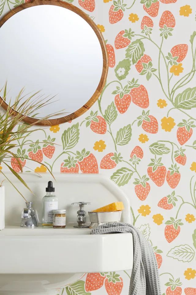 Strawberry Removable Wallpaper | Urban Outfitters (US and RoW)