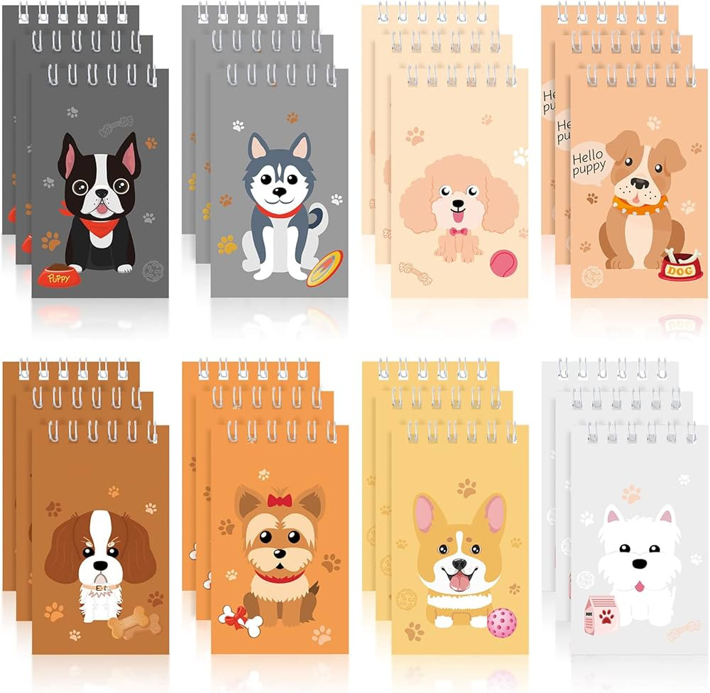 24 Pieces Mini Notebooks Dog Themed Party Favor Puppy Animal Notepads Spiral Pocket Notebooks Bir... | Amazon (US)