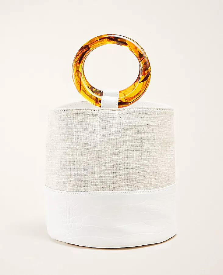 Crocodile Print Tassel Bucket Bag | Ann Taylor (US)