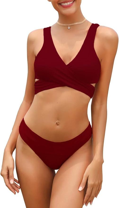 SHEKINI Women's Push Up Bikini Set Wrap Bandage Bathing Suit Two Piece Swimsuits | Amazon (US)