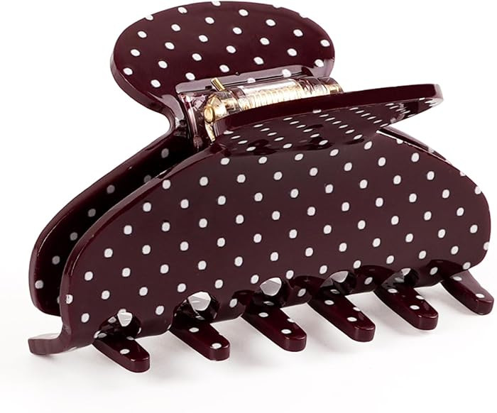 MAORULU Medium Cute Acetate Polka Dot Claw Clips, 3 Inch (Burgundy) | Amazon (US)