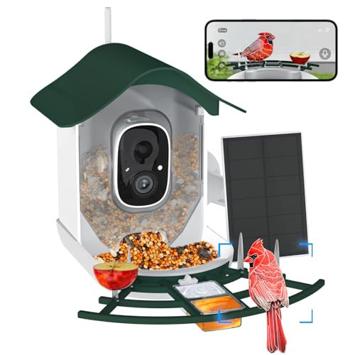 UHAOO Bird Feeder with Camera, 2K HD Bird Feeder with Camera Solar Powered, Auto Capture Videos & Motion Detection, Ideal Gifts for Family and Lovers | Amazon (US)