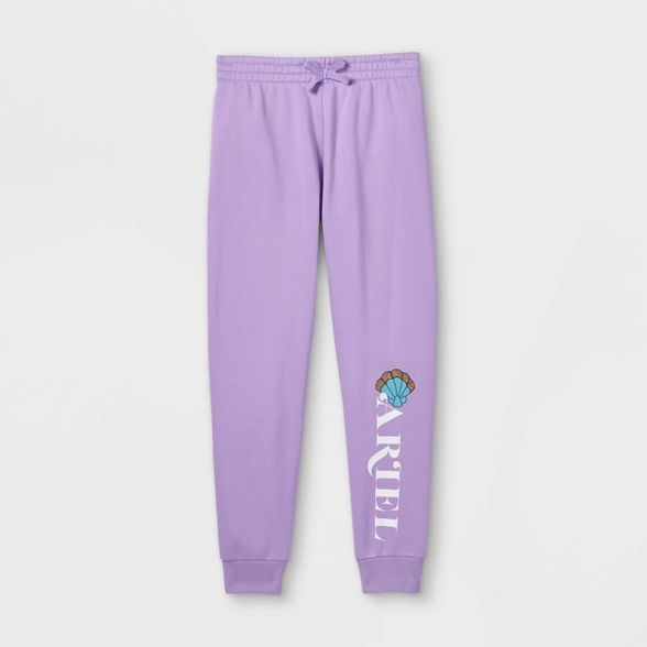 Girls' Disney Ariel Jogger Pants - Purple | Target