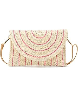 KUANG! Straw Shoulder Bag for Women Woven Purse Beach Envelope Clutch Straw Wallet Crossbody Bag | Amazon (US)