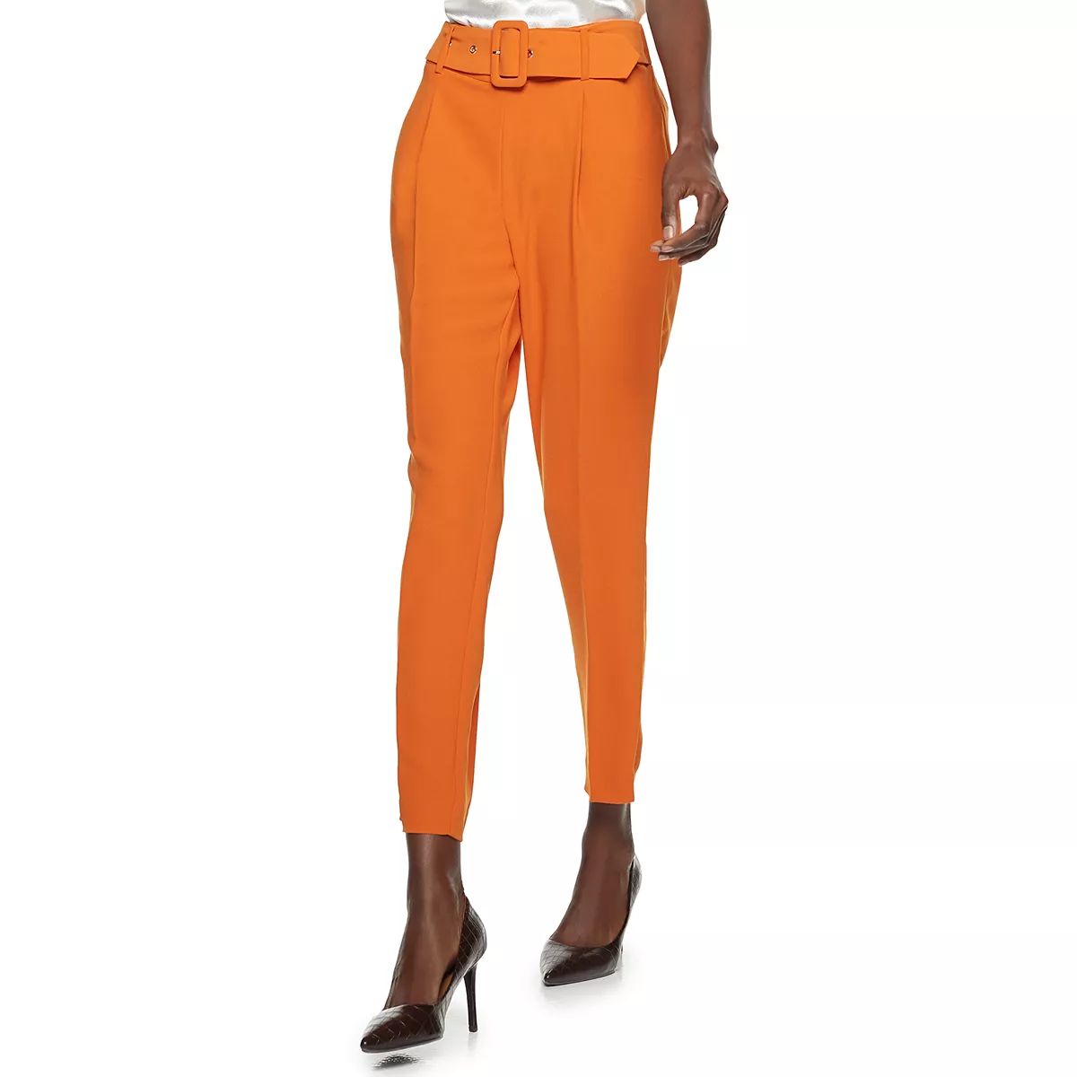 Women's Nine West Belted Tapered Carrot Pants | Kohl's
