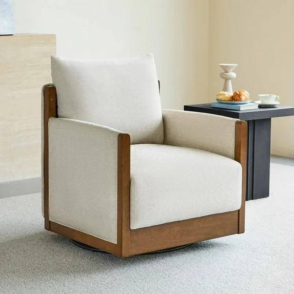 CHITA Swivel Accent Chair, Mid Century Modern Barrel Chair for Lounge Living Room Bedroom, Linen ... | Walmart (US)