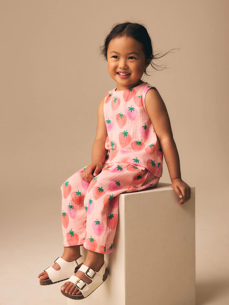 Pink Strawberry Print Top & Trousers Set (3mths-7yrs) | Next US